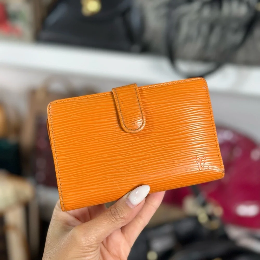 LV Epi Leather Orange Kisslock Wallet